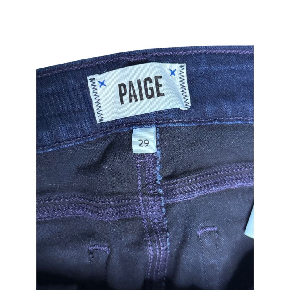 PAIGE Manhattan Bootcut Straight Leg Jeans in Tall Dark Blue Wash - Picture 4 of 7